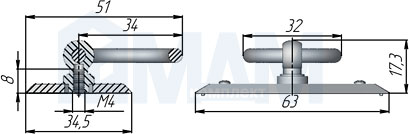 Размеры ручки-капли MARS (артикул B-090)