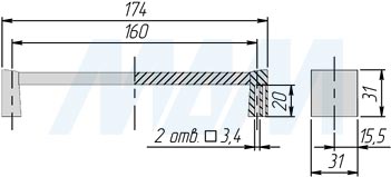 Размеры ручки-скобы с межцентровым расстоянием 160 мм (артикул BH.83.160)