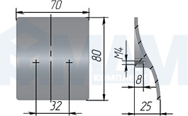 Размеры ручки-кнопки PAMPIN (артикул C-3031)