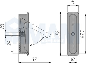 Размеры ручки-капли EARTH (артикул D-240)