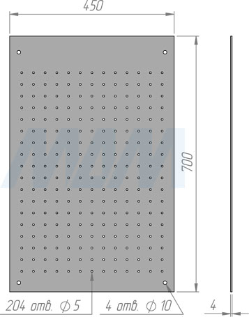 Размеры настенного экспозитора 450х700х5мм (артикул ЭКСП.СТЕН.450/700)