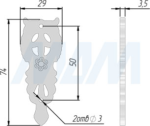 Размеры декоративной накладки (артикул EXP.0034)