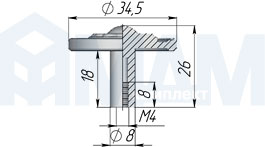Размеры ручки-кнопки диаметром 34 мм (артикул GA11)