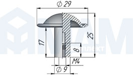 Размеры ручки-кнопки (артикул GG29)