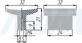 Размеры ручки-кнопки (артикул GG43)