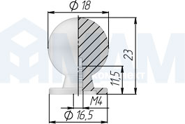 Размеры ручки-кнопки диаметром 18 мм (артикул GN34)
