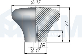 Размеры ручки-кнопки (артикул GP20)