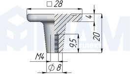 Размеры ручки-кнопки (артикул GR16)