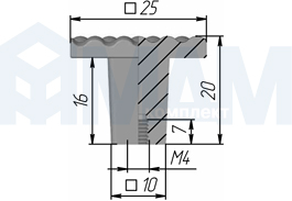 Размеры ручки-кнопки WAVE (артикул GU40)