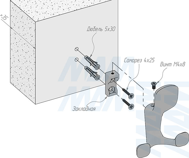 Установка трехрожкового крючка (HK.40)