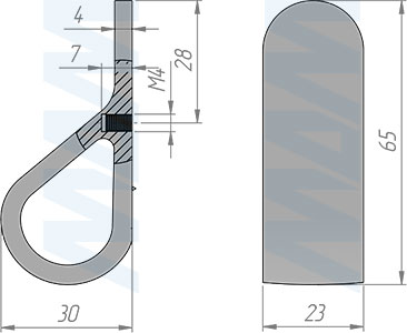 Размеры ручки-кнопки (артикул KH.45)