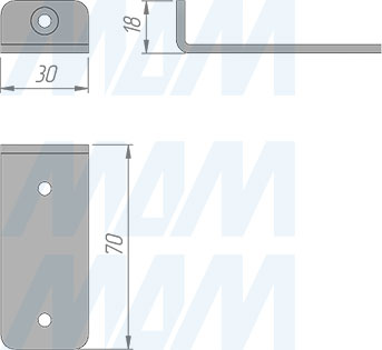 Размеры центрального кронштейна менсолодержателей LOFT для деревянных полок толщиной 16 мм (артикул LFT.SET)