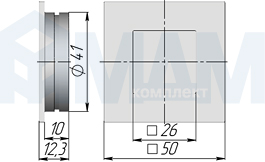 Размеры ручки-раковины диаметром 41 мм (артикул MD03)