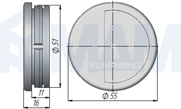 Размеры ручки-раковины диаметром 51 мм (артикул MD61)