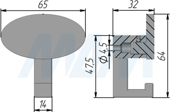 Размеры двухрожкового крючка (артикул PA.0272)