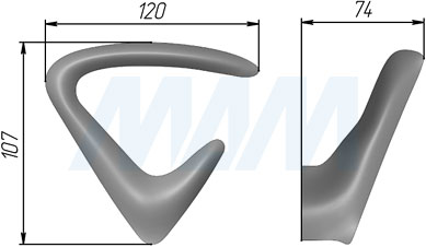 Размеры двухрожкового крючка (артикул PA.0282)