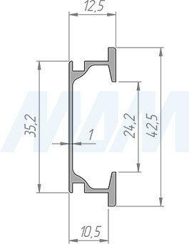 Размеры профиль-ручки с креплением саморезами (артикул PH.RU12)