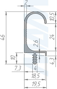 Размеры профиль-ручки для фасада толщиной 18 мм с креплением на саморезы (артикул PH.RU38)