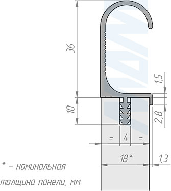 Установка профиль-ручки для фасада толщиной 18 мм с креплением на саморезы (артикул PH.RU38)