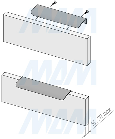 Установка профиль-ручки с креплением саморезами (артикул PH.RU43)
