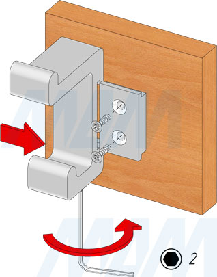 Установка двухрожкового крючка PROFILE (артикул PRF)