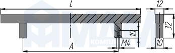 Размеры рейлинговой ручки (артикул RU05)