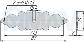 Размеры декоративной накладки (артикул SD02)