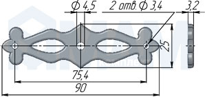 Размеры декоративной накладки (артикул SD36)