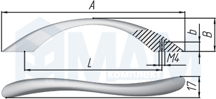 Размеры ручки-скобы (артикул UN83)