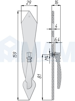 Размеры ручки-капли (артикул V5526000)