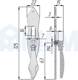 Размеры ручки-капли под ключ (артикул V5532000)