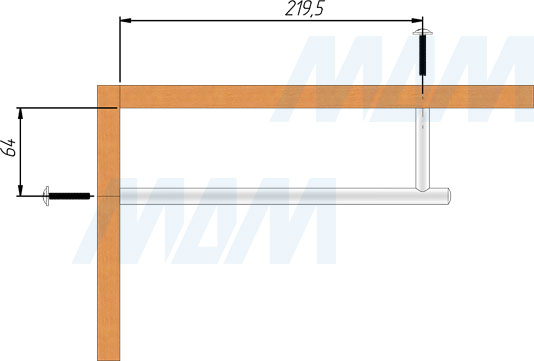 Размеры для установки комплекта для вешалки (артикул WG05)