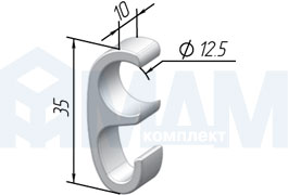 Размеры крючка для рейлинговых ручек RE (артикул WK10)