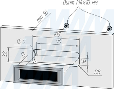 Установка ручки-раковины с межцентровым расстоянием 96 мм (артикул WMN.552.096)