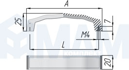 Размеры ручки-скобы (артикул WMN.612)