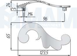 Размеры ручки-скобы с межцентровым расстоянием 96 мм (артикулWMN.625)