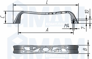 Размеры ручки-скобы (артикул WMN.706)