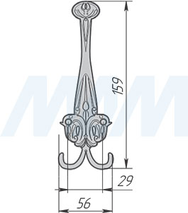 Размеры трехрожкового крючка (артикул WP92)