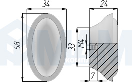 Размеры ручки-кнопки (артикул WPO.18)
