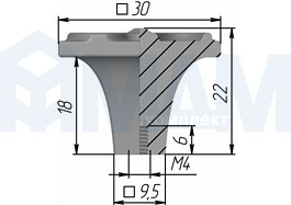 Размеры ручки-кнопки (артикул WPO.694)