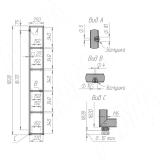 Металлокаркас-стеллаж напольный 1820x250мм черный (RAL 9005, муар), две рамки MF.02.1820x250.BLC, фото 5