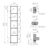 Металлокаркас-стеллаж напольный 1820x350мм черный (RAL 9005, муар), две рамки MF.02.1820x350.BLC, фото 4