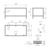 Металлокаркас-стол журнальный 900x450x440мм черный (RAL 9005, муар) MF.13.900x450x440.BLC, фото 3
