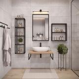 Металлокаркас-рамка с полкой 640x980x140мм для зеркала, черный (RAL 9005, муар) MF.17.640x980x140.BLC, фото 2