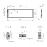 Металлокаркас-рамка для раковины 200x600x20мм черный (RAL 9005, муар), две рамки MF.18.200x600x20.BLC, фото 3