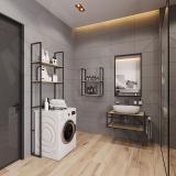 Металлокаркас-стеллаж напольный под стиральную машину 2100х700х250мм черный (RAL9005, муар) MF.23.2100x700x250.BLC, фото 5