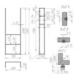 Металлокаркас-стеллаж напольный под стиральную машину 2100х700х250мм черный (RAL9005, муар) MF.23.2100x700x250.BLC, фото 6