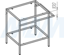 Вариант установки металлокаркаса напольной тумбы 600x700x480 мм для раковины с полотенцедержателем (артикул MF.09.600х700х480), схема 2