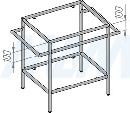 Вариант установки напольной тумбы 600x700x480 мм для раковины с полотенцедержателем (артикул MF.09.600х700х480), схема 3