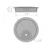 Заглушка кабель-канала, алюминиевая, круглая, d=60 мм, хром матовый RND-RD-60.MCR, фото 3